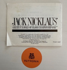 Jack Nicklaus Golf Nintendo Nes Game Instruction Manual UK Version
