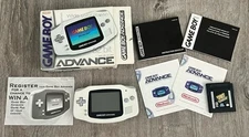 Game Boy Advance Arctic White Console NINTENDO System Box Tested Space Invaders
