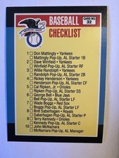 1988 Donruss All-Stars #32 AL Checklist NM