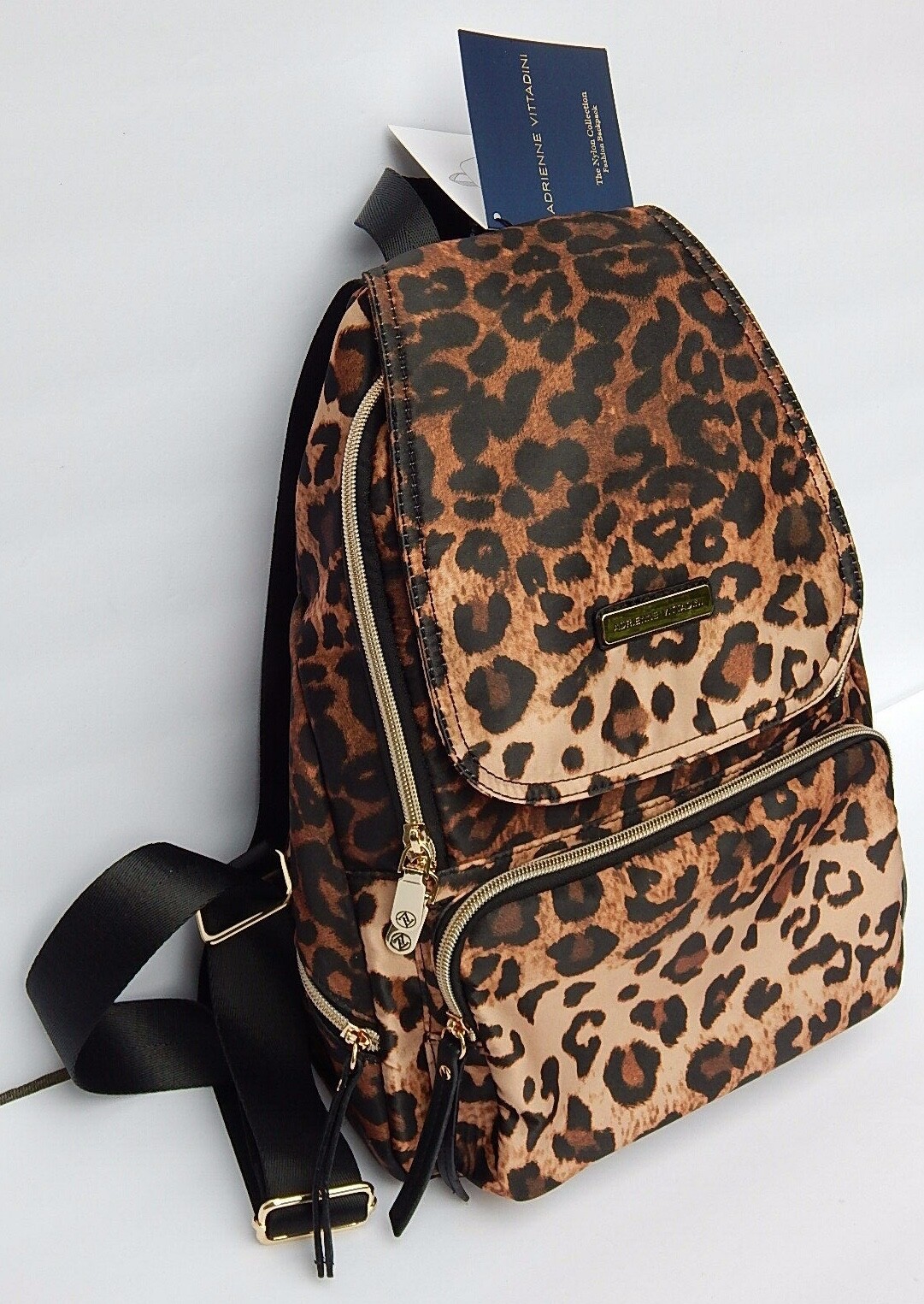 adrienne vittadini leopard backpack