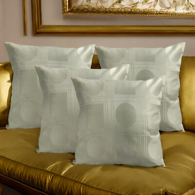 4er Set Creme Kissenbezüge Karo Kreis 16X16'' 40X40 Deko Kissenbezug