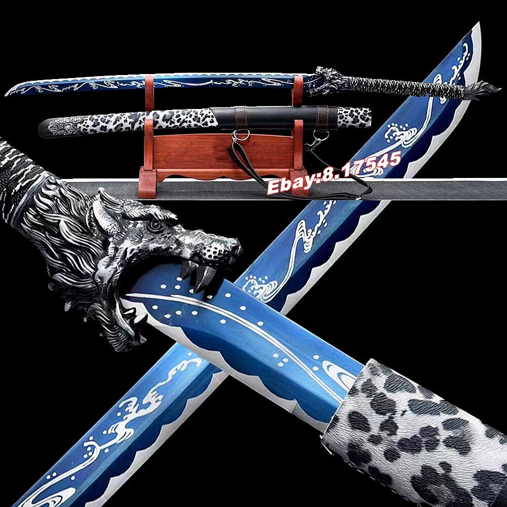 Wolf Head Broadsword Dao Sword Katana Sharp Manganese Steel KungFu