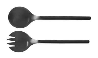 WENKO Edelstahl Salatbesteck Nagy Schwarz 2-teilig Salatlöffel Salatgabel