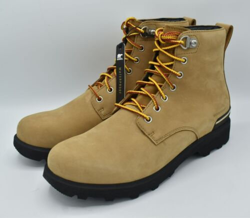 Sorel Mens Size 10.5 Caribou Six Tan Buff Leather Waterproof Rain Winter Boots