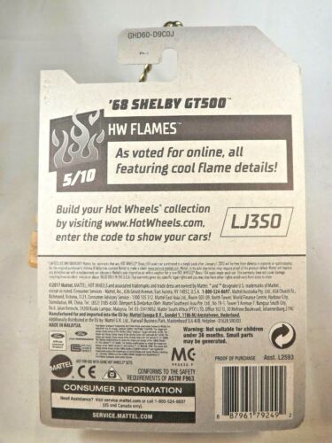 2020 Hot Wheels #169 HW Flames 5/10 '68 SHELBY GT500 Blue w/Gold 5 Spoke Wheels - Picture 5 of 5