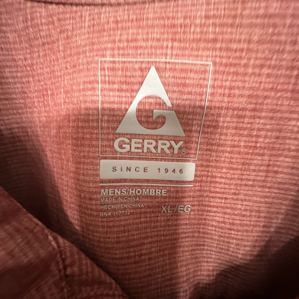 Camisa masculina Gerry vermelha com botões manga curta viagem ao ar livre tamanho XLarge - Imagem 2 de 3