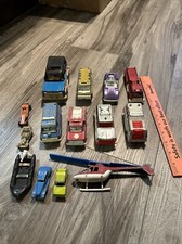 Vintage Tootsie Toy Lot of cars and trucks Bronco Raft Van Rescue Etc