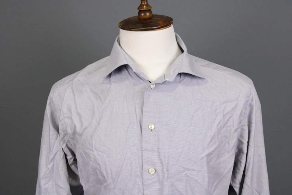 Eton Slim Fit Blue Luxury Long Sleeve Button Down Dress Shirt Size 43 / 17 / XL - Image 3 of 4