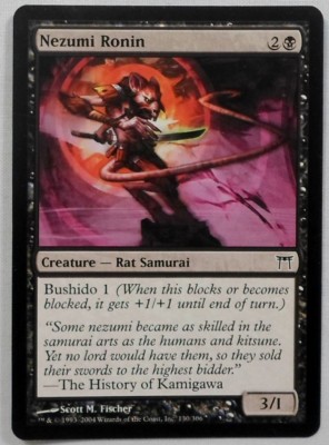 MAGIC THE GATHERING 2004 CHAMPIONS OF KAMIGAWA BLACK NEZUMI RONIN CREATURE CARD