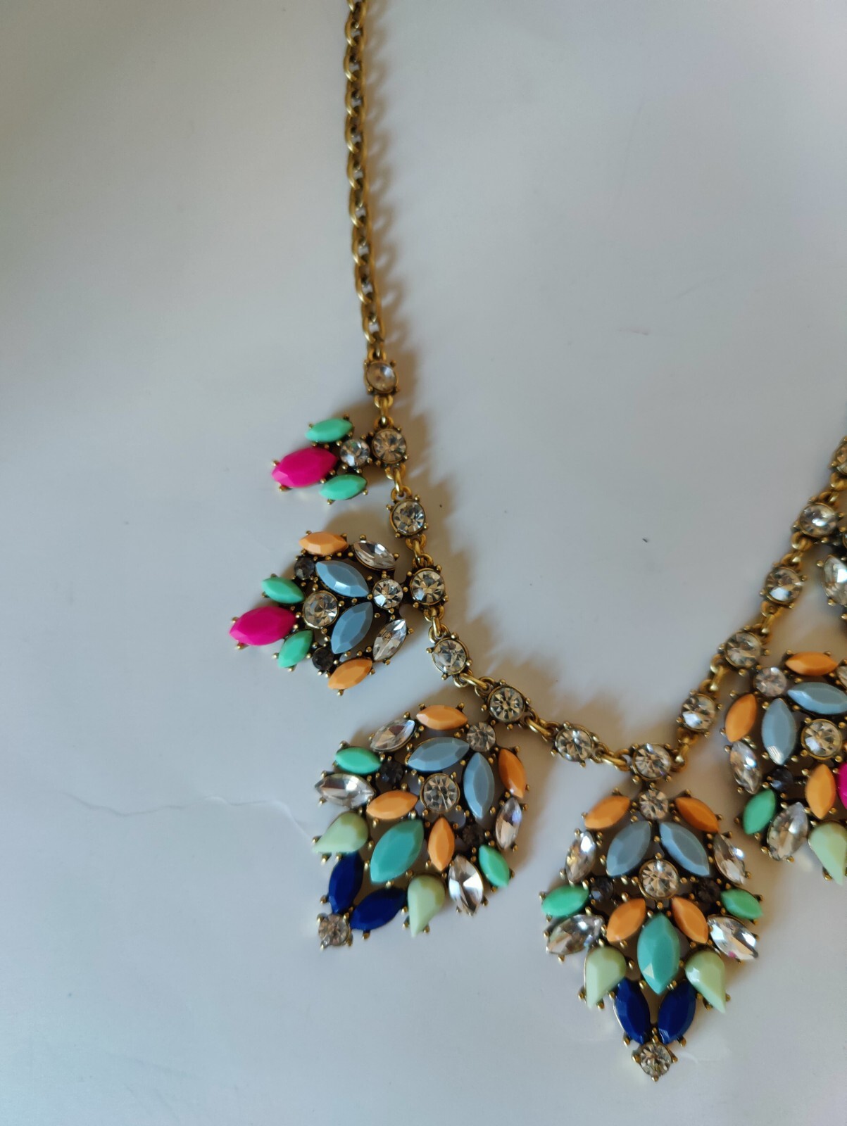 J.Crew Statement Necklace Multicolored Stones Gol… - image 2