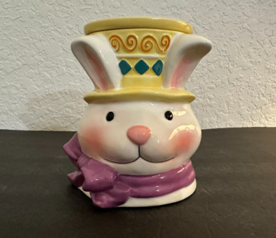 Scentsy Easter Bunny Rabbit Wax Warmer Full Size Spring Purple Bow Yellow Hat