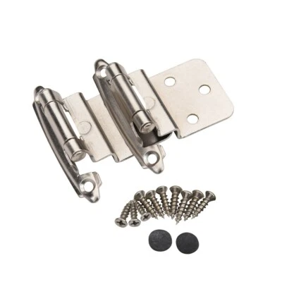 EAST WEST CONSOLIDATED 25 Pair 50 Pcs Self Closing Cabinet 3/8 Offset Inset Hinges Satin Nickel 62726