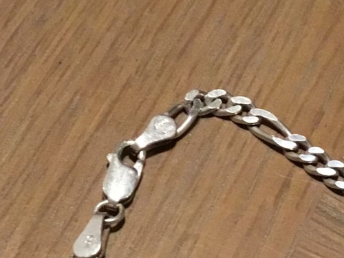 925 Silver Italy Figaro Necklace 18' Chain, 15.6 Grams, Worth a Look! - Picture 6 of 8