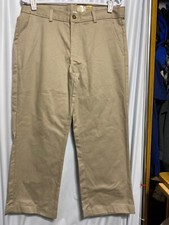 DOCKER KHAKI PANTS SIZE 32 HUSKY FLAT FRONT ADJUSTABLE WAIST NEW