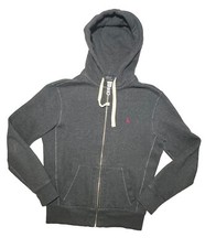 Polo Ralph Lauren Hoodie Jacket Men  s Small Gray Zip Up Heavy Drawstring Modern