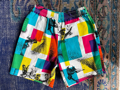 Vintage 80s 90s Skater Shorts Youth Boys L Rad Skateboarding Neon 12 14 