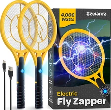 Electric Fly Swatter [Set of 2] Handheld Bug Zapper Racket for Indoor/Outdoor - 