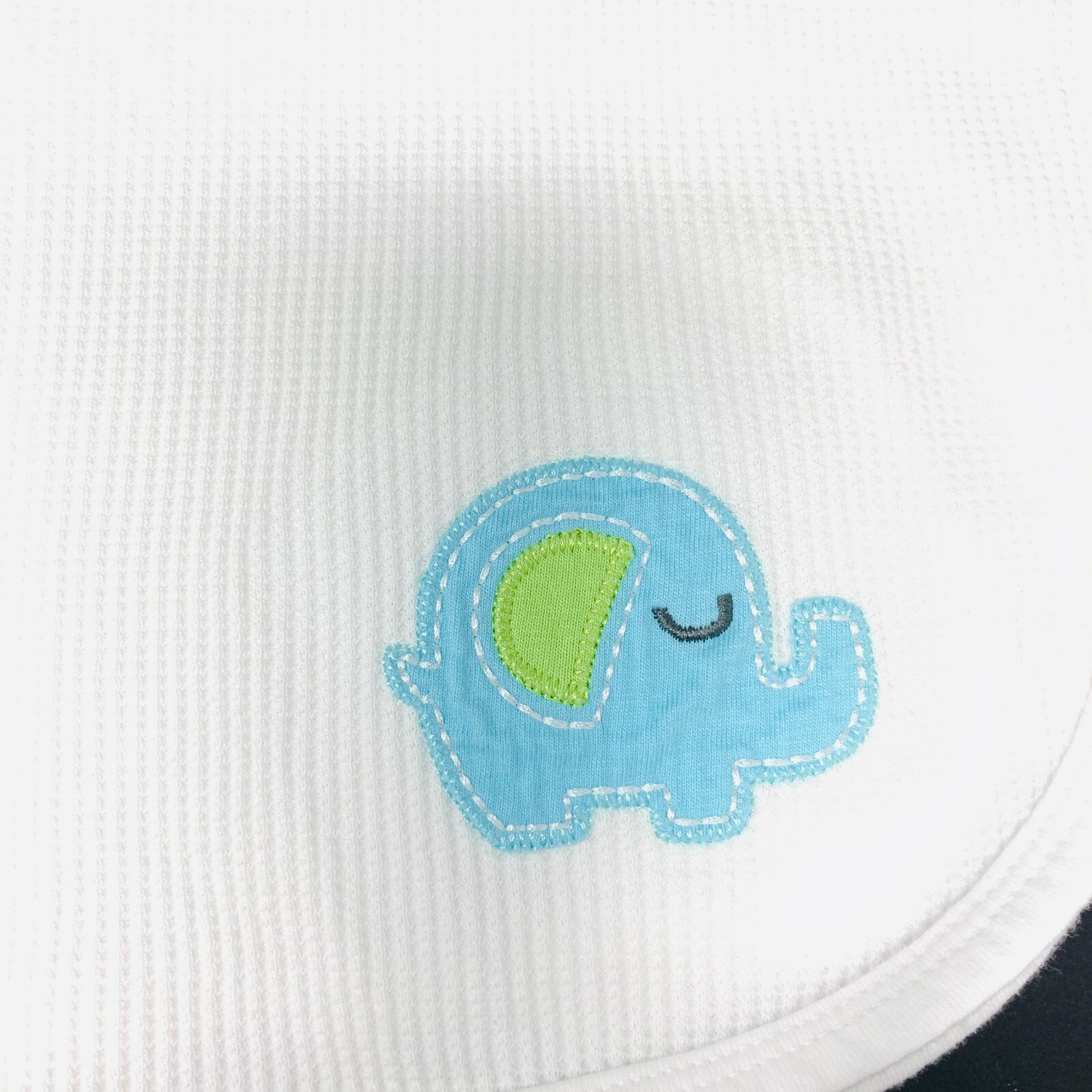 Gerber White Baby Blanket Blue Elephant Waffle Weave Thermal Cotton