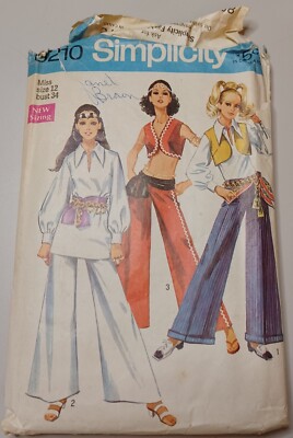 8210 Simplicity SEWING Pattern CUT  Misses 12 blouse bolero hiphug bell pants