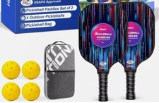 Hittiona Fiberglass Pickleball Paddles Set of 2 + 4 balls +1 Bag USAPA Approved