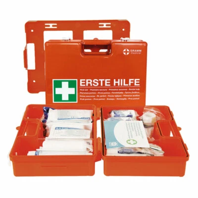 Verbandkoffer DOMINO mit Wandhalterung und Füllung DIN 13157 Erste-Hilfe-Koffer - Bild 1 von 4