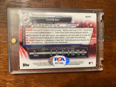 Dustin may bowman ドジャース　ダスティン　メイauto サイン Dustin May Signed Bowman Chrome Card Psa Dna Coa Los Angeles