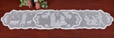 Christmas NATIVITY TABLE RUNNER Beautiful Holy Family Scene Lovely 70x13 LACE