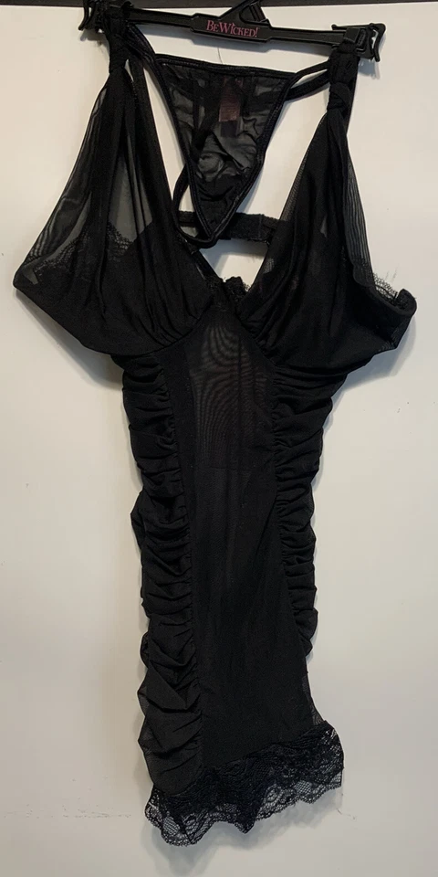 Be Wicked Mujer S 2 Piezas Chemise, Negro, Pequeño Foto 3 de 4