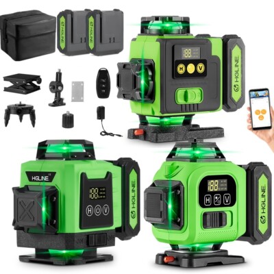 16 Line Laser Level Wasserwaage 360° 4D 2x6000mAh Akku Kreuzlinienlaser Baulaser