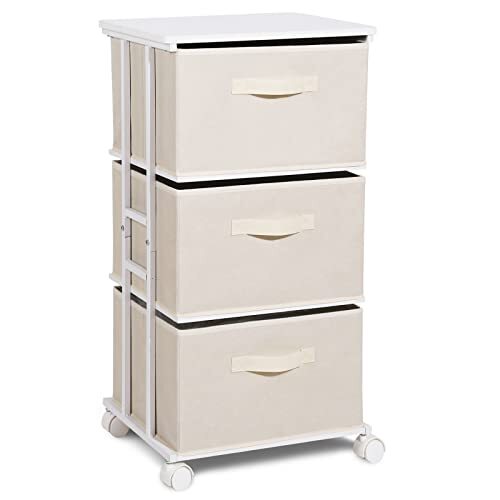 Dresser Tower with 3 Drawers,Fabric Dresser Classic Drawer Dresser Beige - Picture 1 of 6