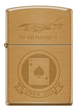 VMA-231 Ace of Spades Zippo MIB USMC  AV-8B Harrier (V/STOL) Brushed Brass