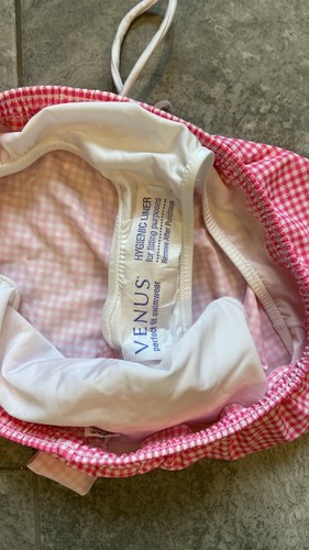 Venus Swim Shorts Womens Size 12 Brand New Pink Gingham Ties Elastic Waist - Picture 6 of 6