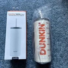 Dunkin’ Donuts Winter Warrior 20 Oz White Tumbler & Straw Asobu Vacuum Insulated