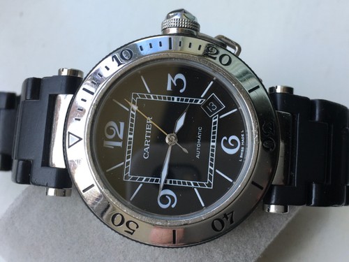 Men’s Cartier Pasha Seatimer Watch 2790 Automatic 40mm Black Dial Swiss Made
