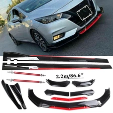 Front Bumper Lip Splitter Spoiler Side Skirt Bod Kit For Nissan Sentra Glossy