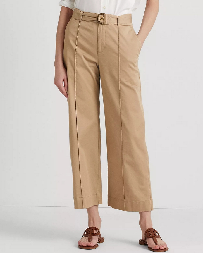 lauren ralph lauren crepe belted wide leg pants