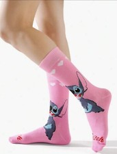 1pair Diseny Stitch Cartoon Long Woman pink Socks Stitch