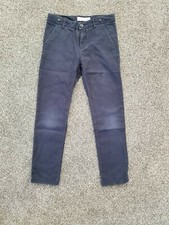 H M L.O.G.O. BLUE Boys Dress Pants Chinos Suspender buttons. EUC size 8/9 VGUC
