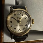 Timex Vintage Manual Wind Mechanical Gold-Tone Silver Dial Black Leather