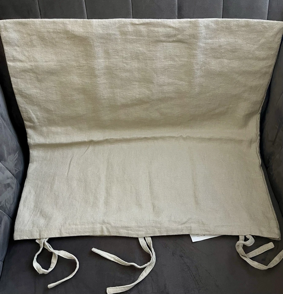 Juego de 2 fundas de almohada IKEA Ursula grandes Euro Sham Ramie 26 X 26 beige con lazos Foto 2 de 4