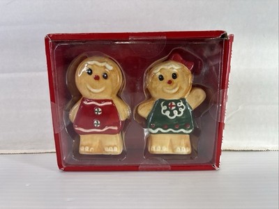 Ceramic Christmas Gingerbread Couple Salt & Pepper Shaker Set By JMLE New In Box