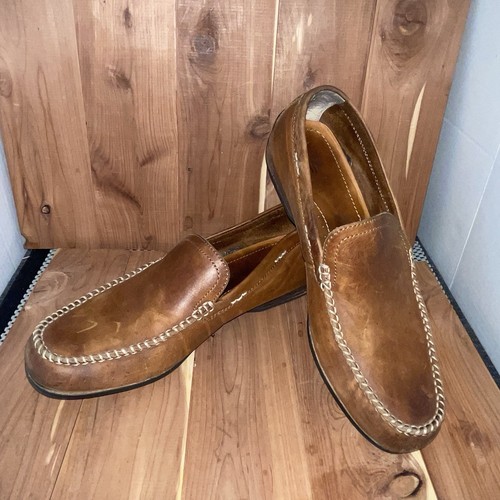 Mocasín sin cordones FRYE Lewis Venetian para hombre marrón tostado cuero talla 10,5 informal