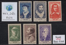 WC1_21631. FRANCE. 1956 FAMOUS FRENCH set. Scott B249-B254. MNH