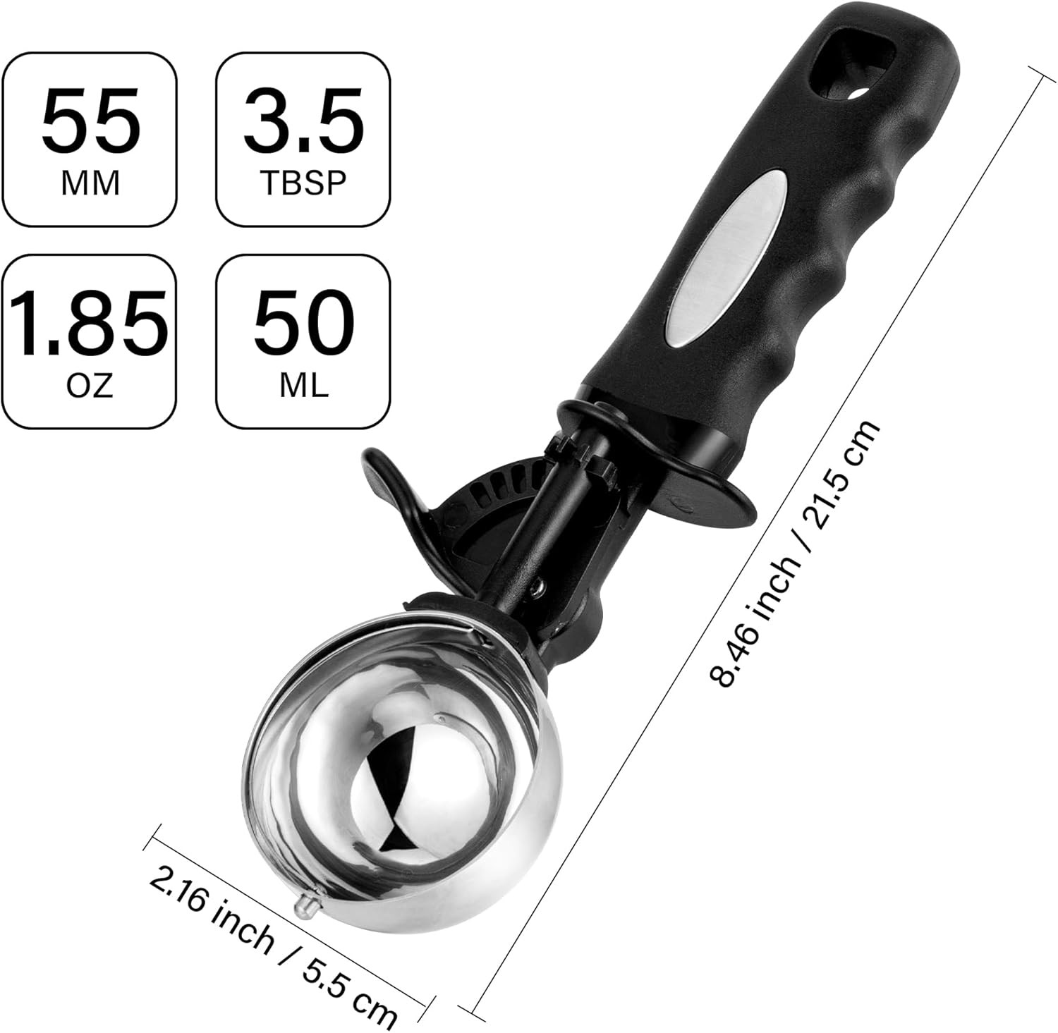 3.5 Tbsp Cookie Scoop, Ice Cream Scoop with Thumb Trigger, Cookie Dough Melon Ba