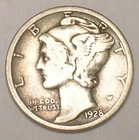 1928 Mercury Winged Head Dime 10 Cents Silver Coin F