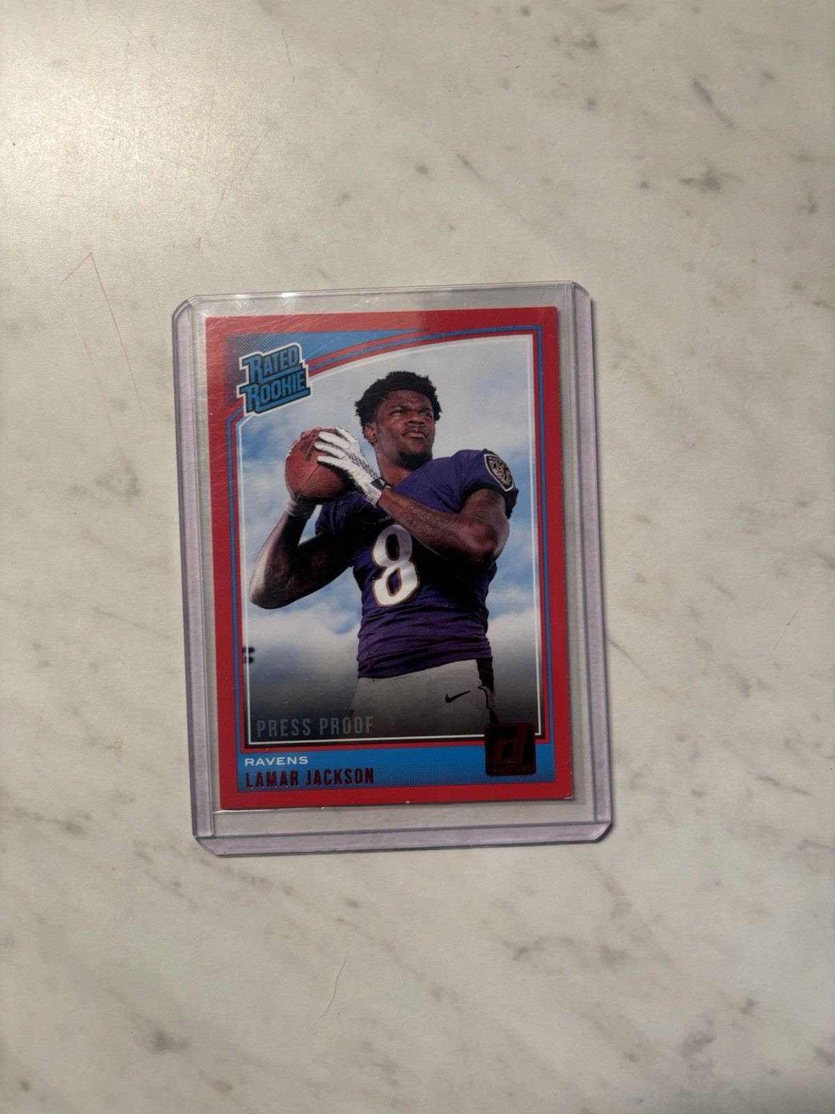 2018 Panini Donruss Rated Rookie Lamar Jackson #317 Press Proof Red (RC) SSP