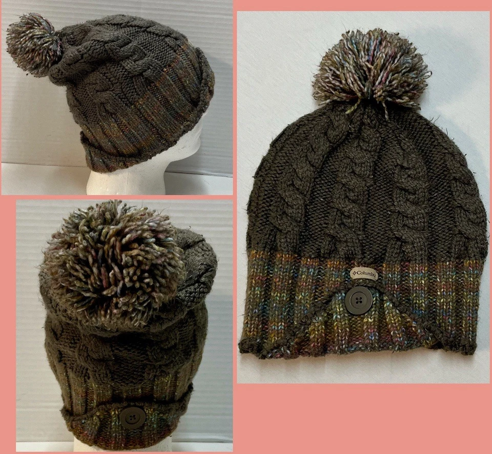 Columbia Sportswear Knit Slouchy Beanie Pom Women's Hat Cap OSFM Browns Rusts - Image 2 of 4