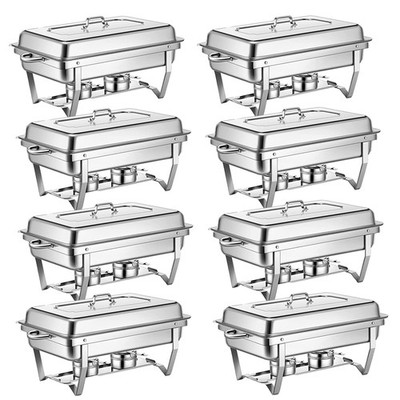 8 Pack Stainless Steel Chafer Chafing Dish Sets Catering Food Warmer 8 QT