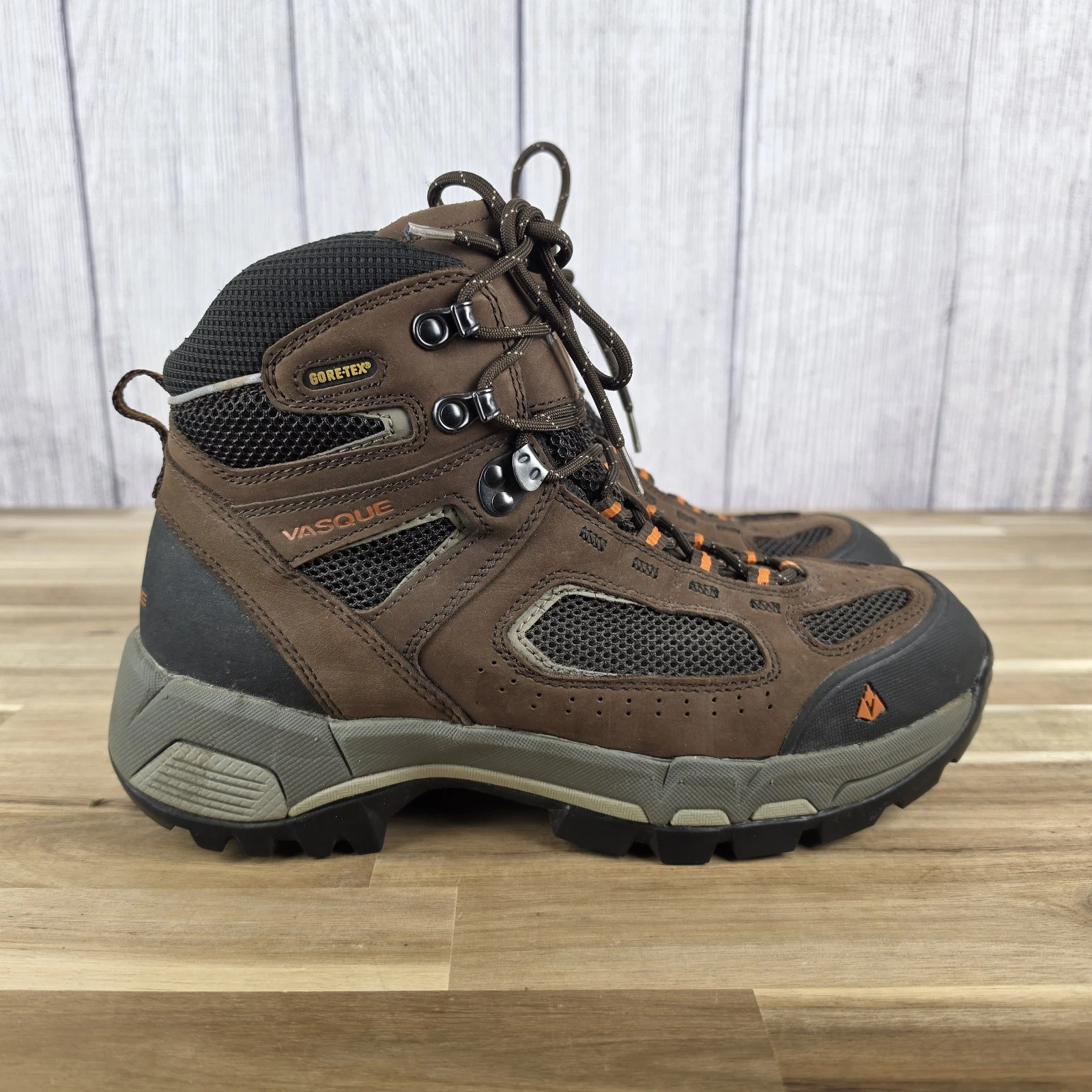 Vasque Breeze 2.0 Mid GTX Hiking Boots Shoes Mens Size 9.5 WIDE Brown Leather
