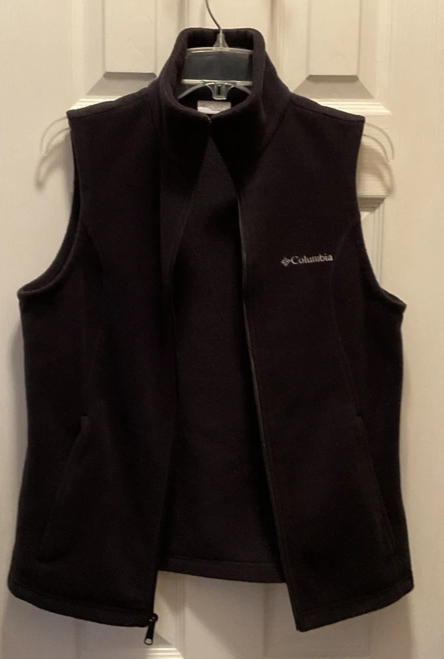 Chaleco Columbia para mujer mediano cremallera completa polar negro Foto 3 de 4
